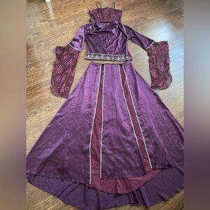 Purple Satin 3 Pieces Suit